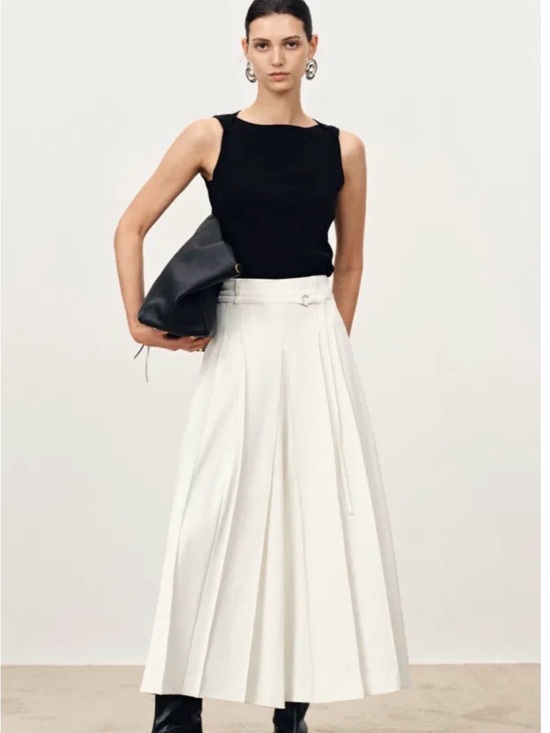 Fabrique Dresses & Skirts - Fabrique Cream Pleated Maxi Pants with Belt Detail. Exclusively collection